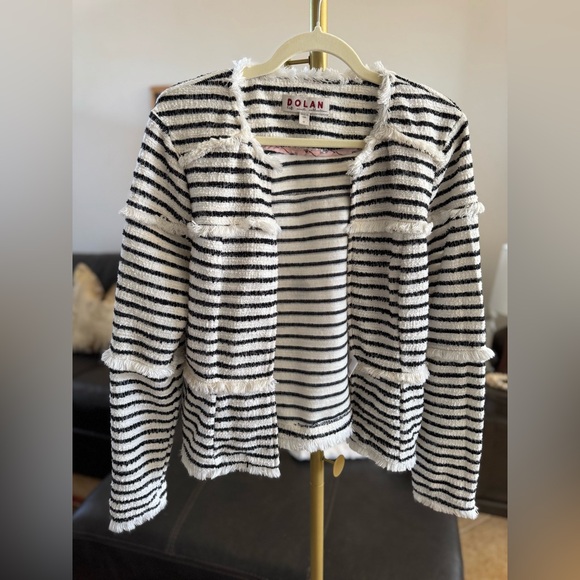 Dolan Striped Open Front Jacket // Black/White // Size Medium - Picture 2 of 5